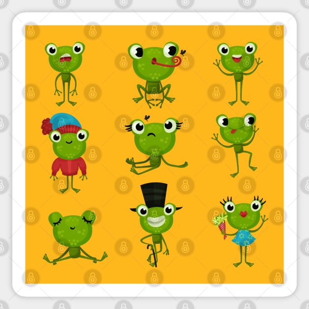 green frogs collection Sticker by Mako Design 